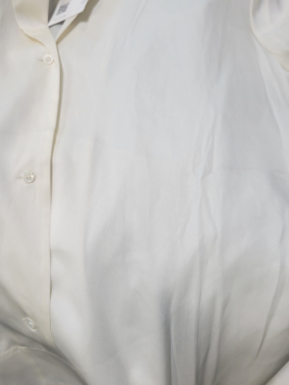 NWT Quince Washable Stretch Silk Short Sleeve Notch Collar Blouse Ivory Sz Large - Picture 7 of 7